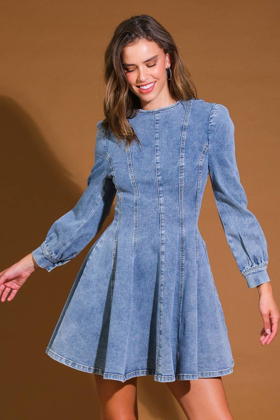 YOUR SWEETIE DENIM MINI DRESS - 97% Cotton