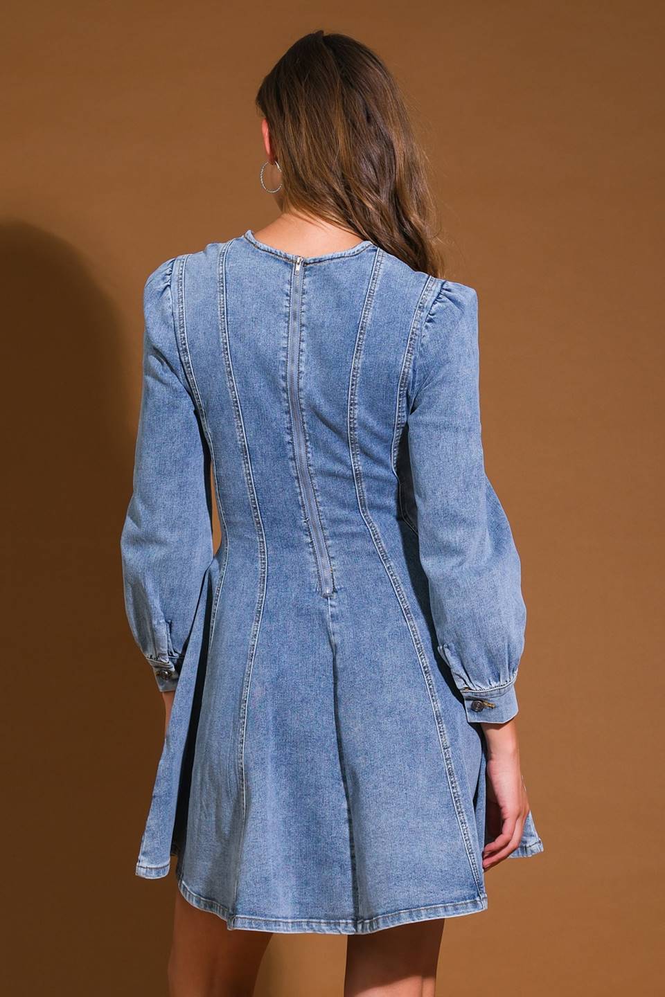 YOUR SWEETIE DENIM MINI DRESS - 97% Cotton