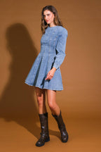 YOUR SWEETIE DENIM MINI DRESS - 97% Cotton
