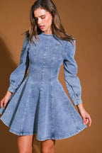 YOUR SWEETIE DENIM MINI DRESS - 97% Cotton