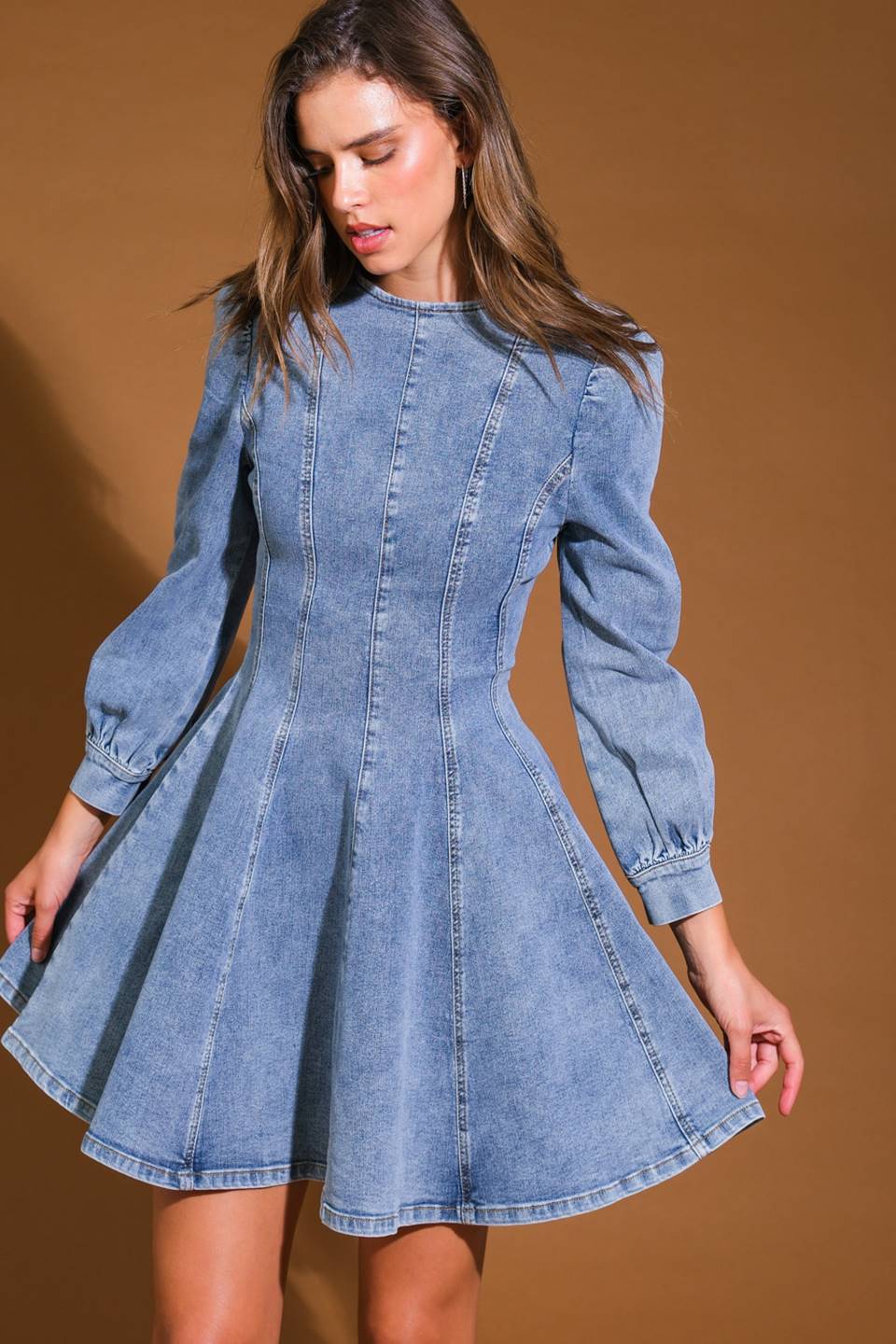 YOUR SWEETIE DENIM MINI DRESS - 97% Cotton