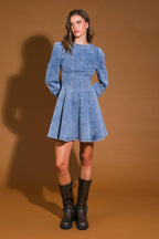 YOUR SWEETIE DENIM MINI DRESS - 97% Cotton