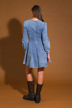 YOUR SWEETIE DENIM MINI DRESS - 97% Cotton