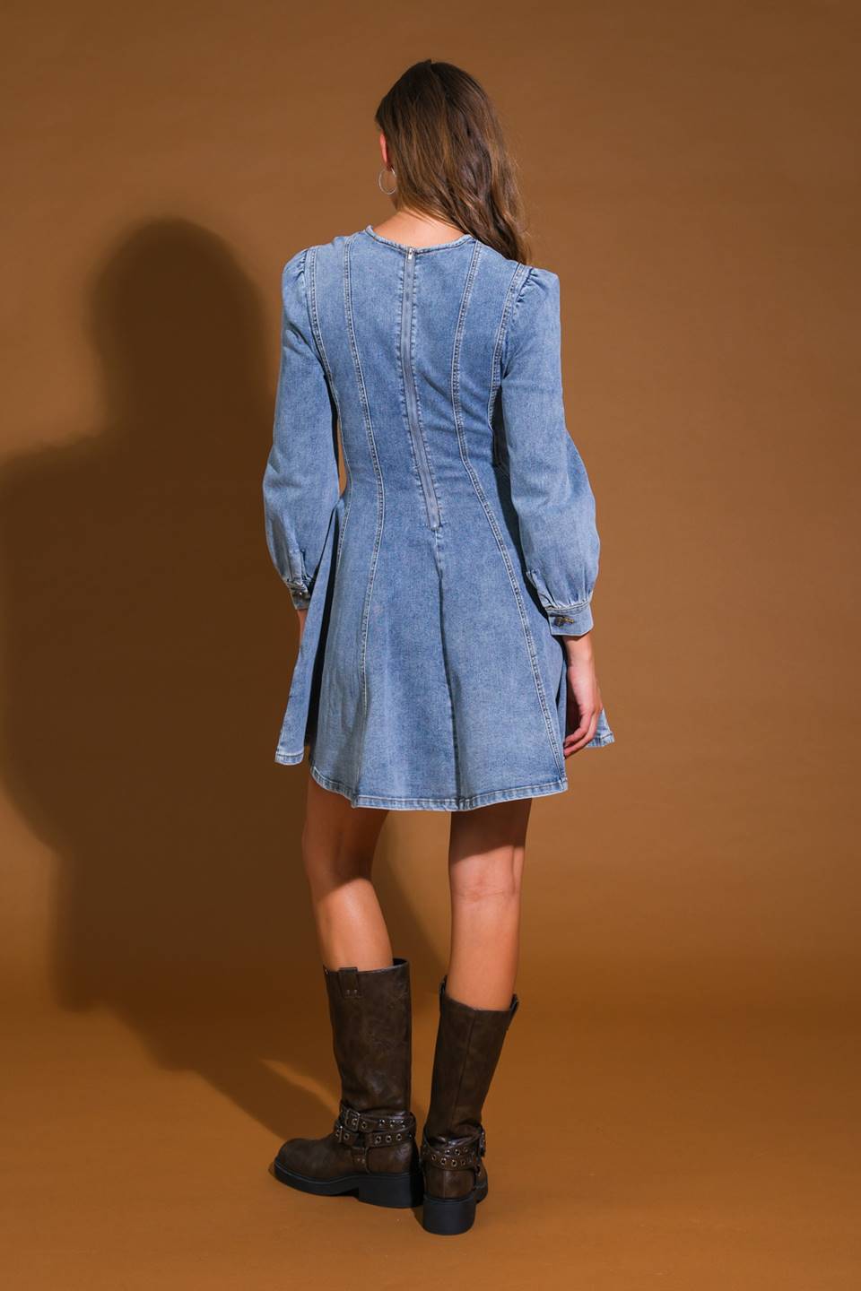 YOUR SWEETIE DENIM MINI DRESS - 97% Cotton