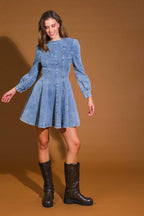 YOUR SWEETIE DENIM MINI DRESS - 97% Cotton