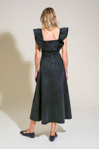 TIMELESS CHARM DENIM MIDI DRESS - 90% Cotton