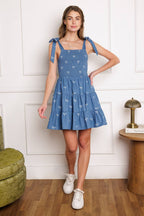 DUSK ENCHANTMENT WOVEN MINI DRESS - 95% Cotton