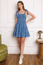 DUSK ENCHANTMENT WOVEN MINI DRESS - 95% Cotton