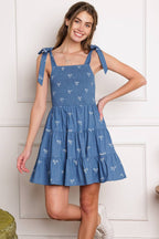DUSK ENCHANTMENT WOVEN MINI DRESS - 95% Cotton