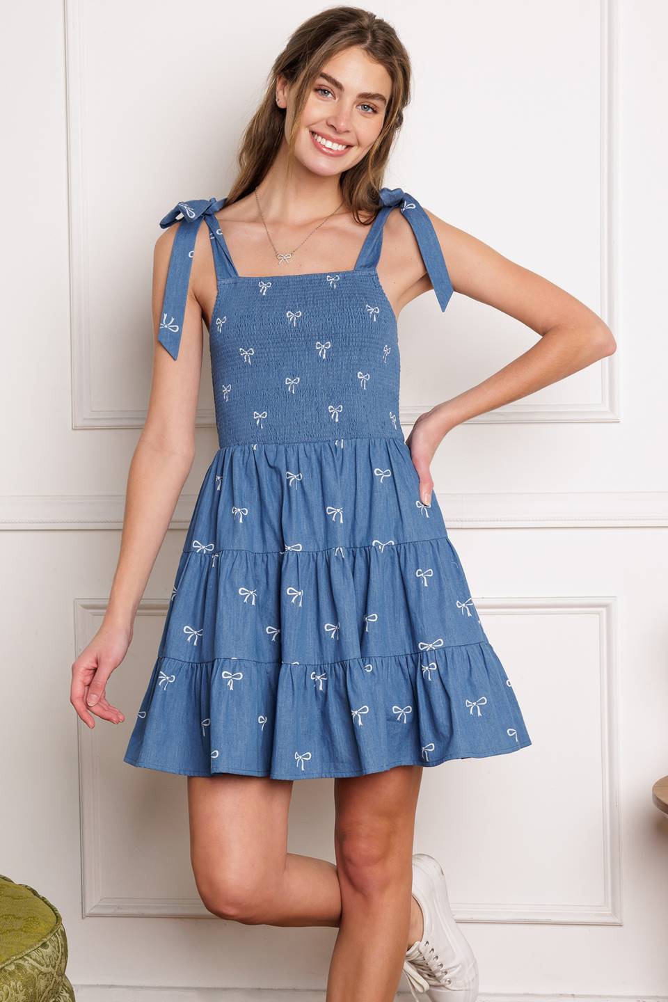 DUSK ENCHANTMENT WOVEN MINI DRESS - 95% Cotton