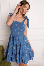 DUSK ENCHANTMENT WOVEN MINI DRESS - 95% Cotton