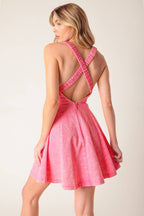 HIBISCUS HIDEAWAY WOVEN MINI DRESS - 97% Cotton