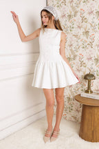 PALM PICNIC WOVEN MINI DRESS - 97% Cotton