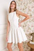 PALM PICNIC WOVEN MINI DRESS - 97% Cotton