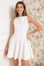 PALM PICNIC WOVEN MINI DRESS - 97% Cotton