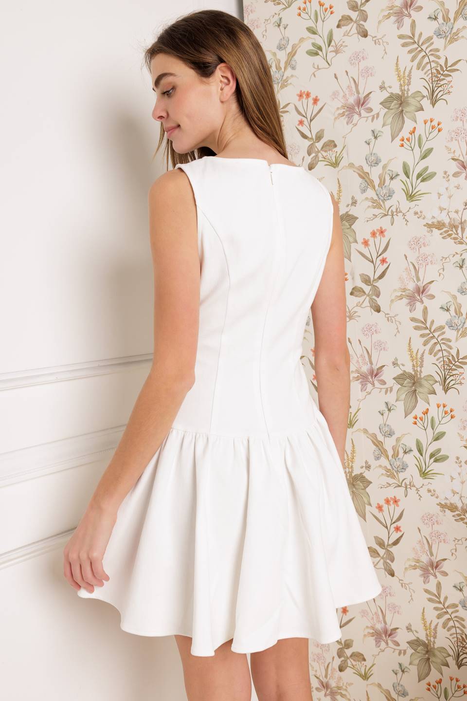 PALM PICNIC WOVEN MINI DRESS - 97% Cotton