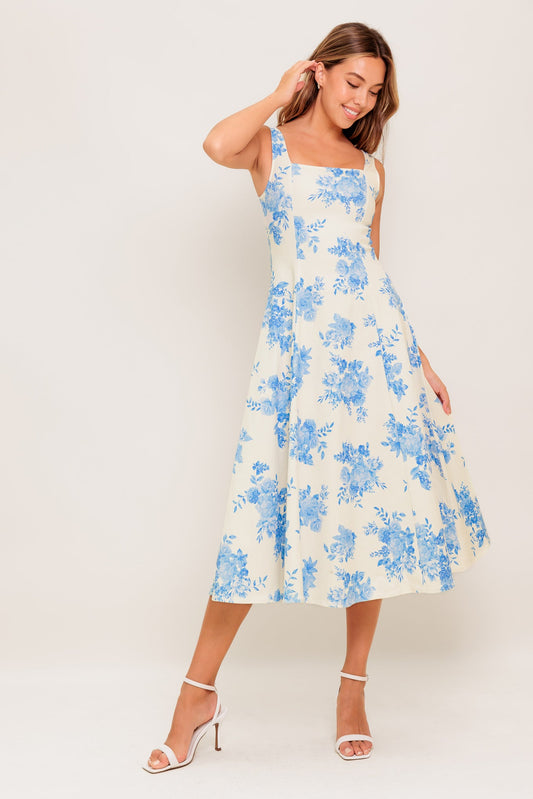 BLUEBELL BREEZE WOVEN MIDI DRESS - 97% Cotton