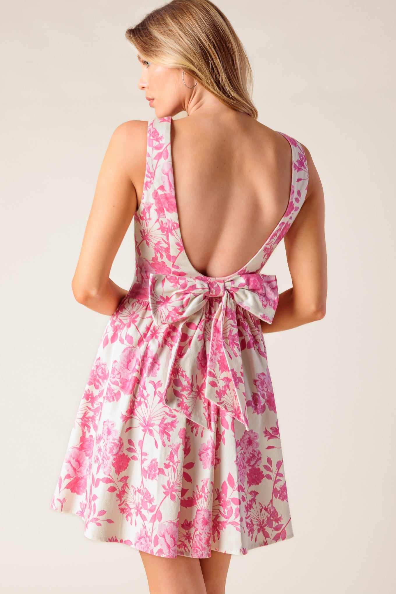 ADVENTURE ISLAND PINK WOVEN MINI DRESS - 97% Cotton