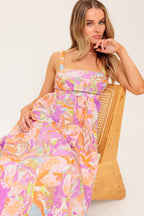BREEZE SONG PINK WOVEN MIDI DRESS