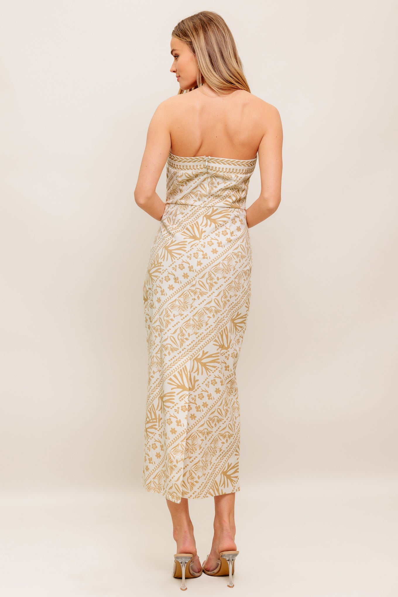 BOHO TROPIC DRAPE WOVEN MIDI DRESS - 97% Cotton