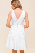 LOVABLE SPIRIT WHITE DENIM WOVEN MINI DRESS- 97% Cotton