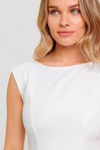 CANDLE VINE WHITE DENIM WOVEN MIDI DRESS -  97% Cotton