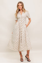 CANDY KISS BEIGE WOVEN MIDI DRESS
