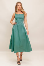 VERDE ELEGANTE WOVEN MIDI DRESS