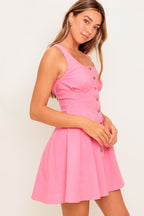 COTTON CANDY DAYS WOVEN MINI DRESS - 97% Cotton