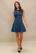 MOD DENIM DARLING MINI DRESS - 99% Cotton