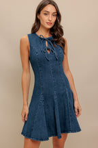 MOD DENIM DARLING MINI DRESS - 99% Cotton