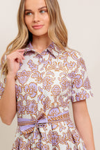 LAVENDER MOSAIC WOVEN MIDI DRESS