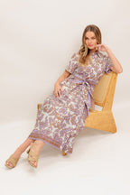 LAVENDER MOSAIC WOVEN MIDI DRESS
