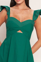 TUSCAN SUNSET GREEN WOVEN MIDI DRESS