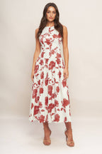 ROMA FLORAL WOVEN MIDI DRESS - 97% Cotton