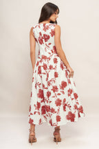 ROMA FLORAL WOVEN MIDI DRESS - 97% Cotton