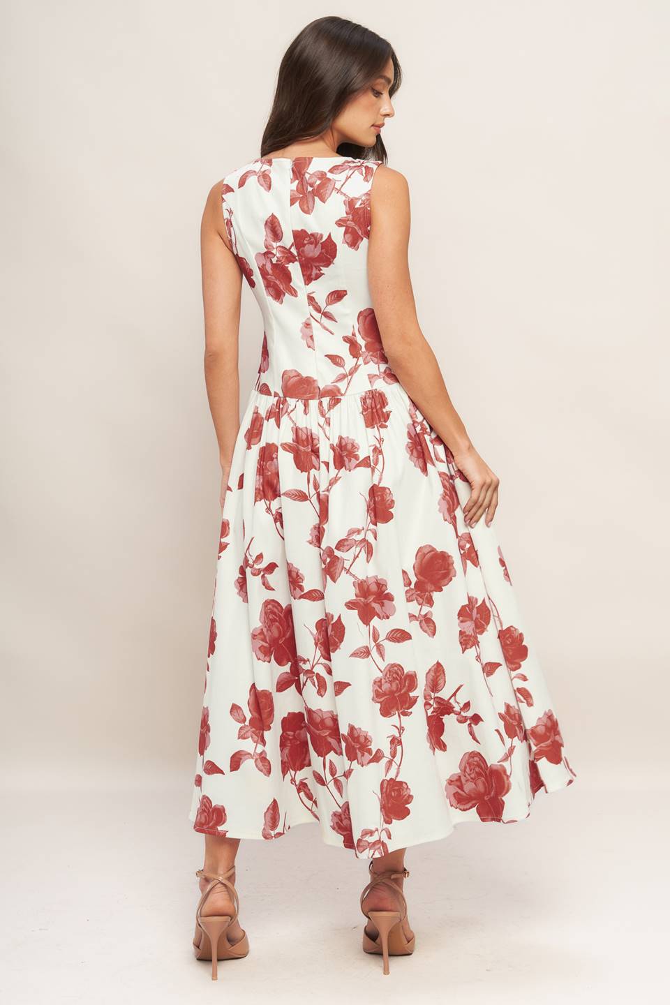 ROMA FLORAL WOVEN MIDI DRESS - 97% Cotton
