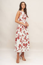 ROMA FLORAL WOVEN MIDI DRESS - 97% Cotton