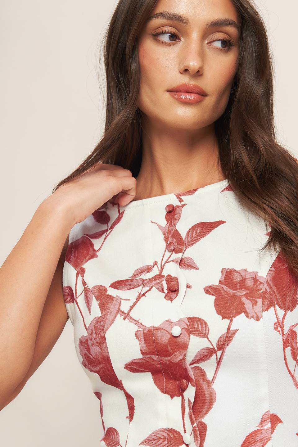 ROMA FLORAL WOVEN MIDI DRESS - 97% Cotton