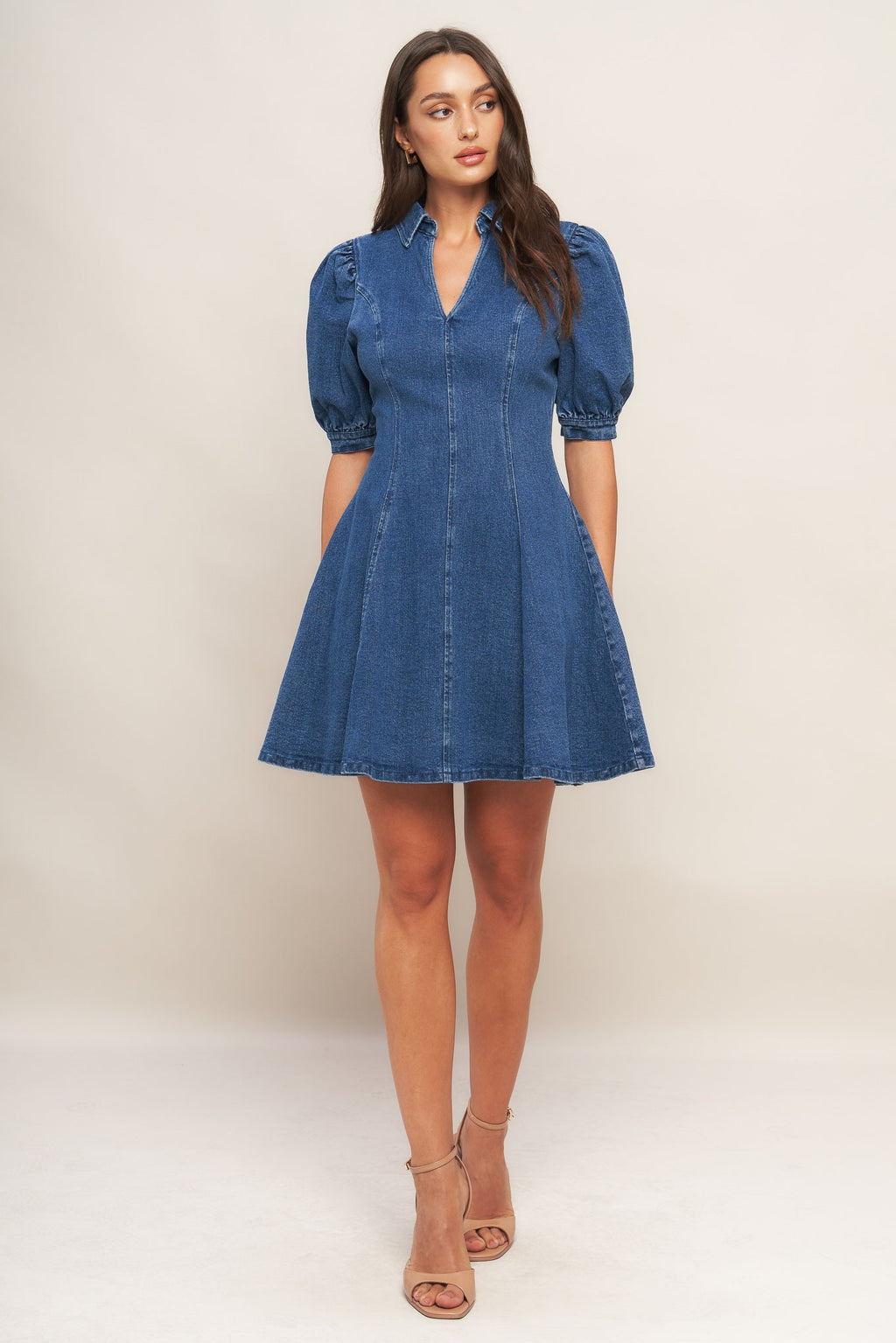 WESTWOOD CHARM DENIM MINI DRESS - 99% Cotton