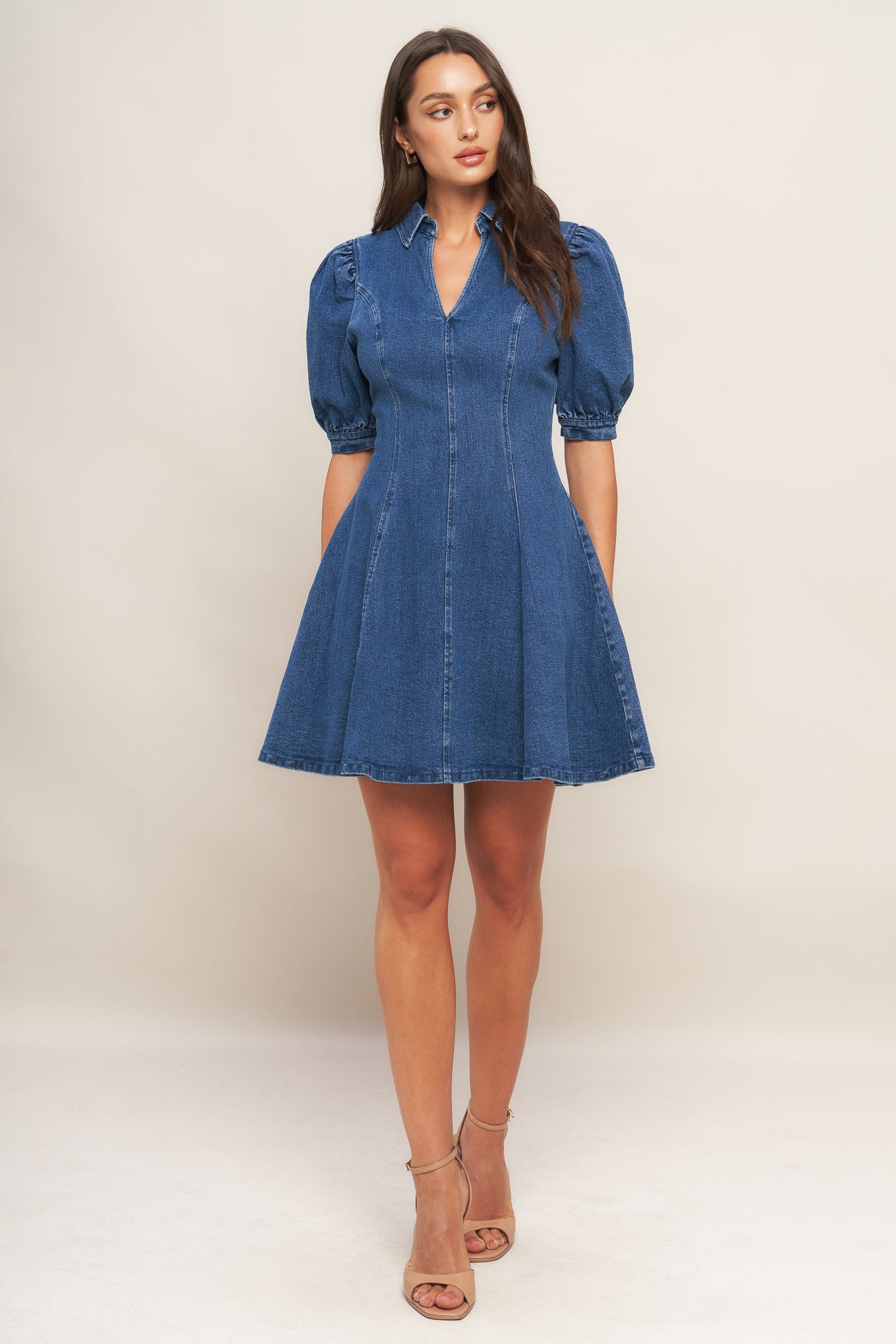 WESTWOOD CHARM DENIM MINI DRESS - 99% Cotton