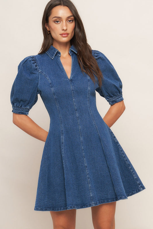 WESTWOOD CHARM DENIM MINI DRESS - 99% Cotton