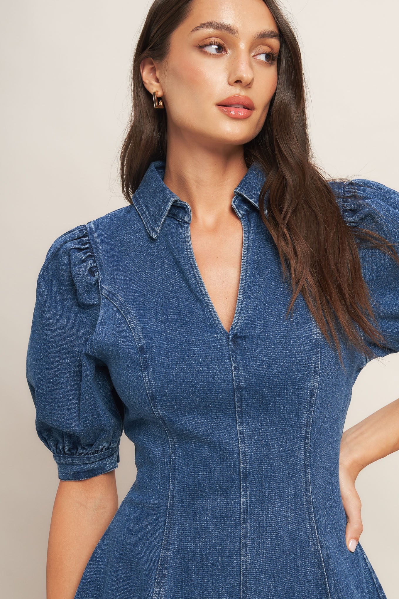 WESTWOOD CHARM DENIM MINI DRESS - 99% Cotton