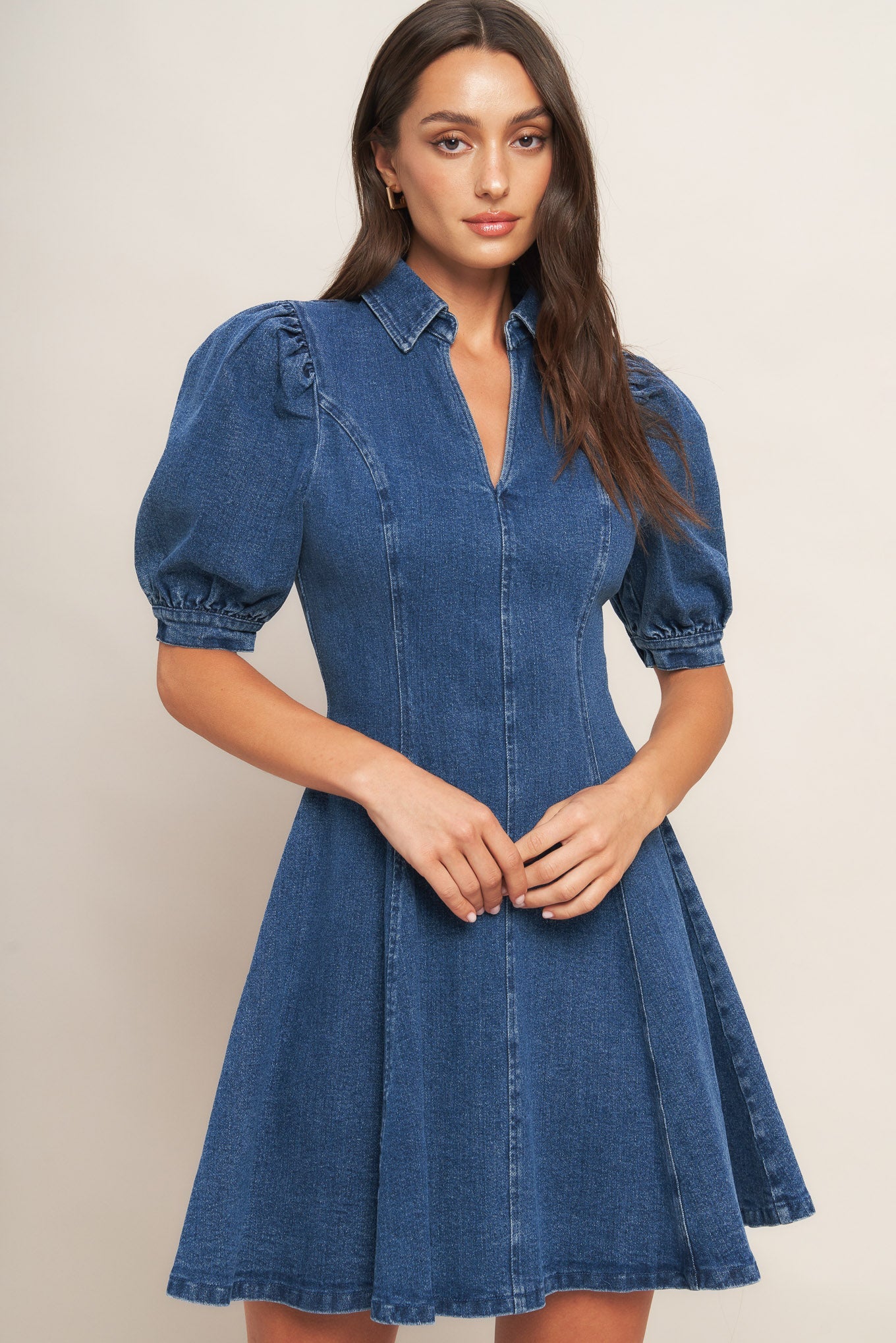 WESTWOOD CHARM DENIM MINI DRESS - 99% Cotton