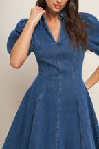 WESTWOOD CHARM DENIM MINI DRESS - 99% Cotton