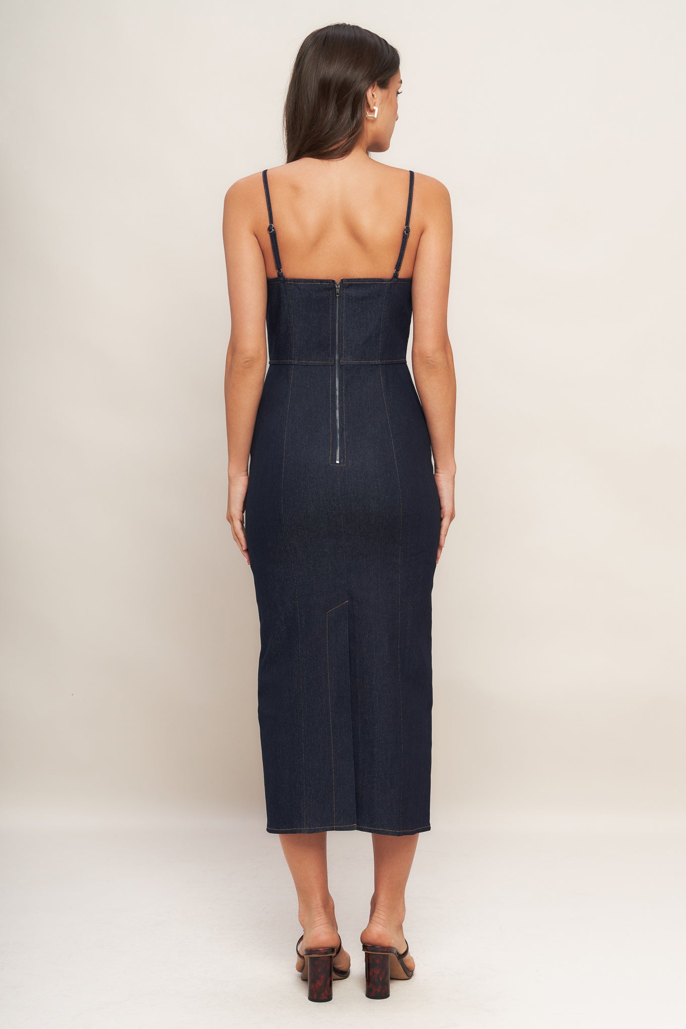 MIDNIGHT INDIGO DENIM MIDI DRESS - 90% Cotton