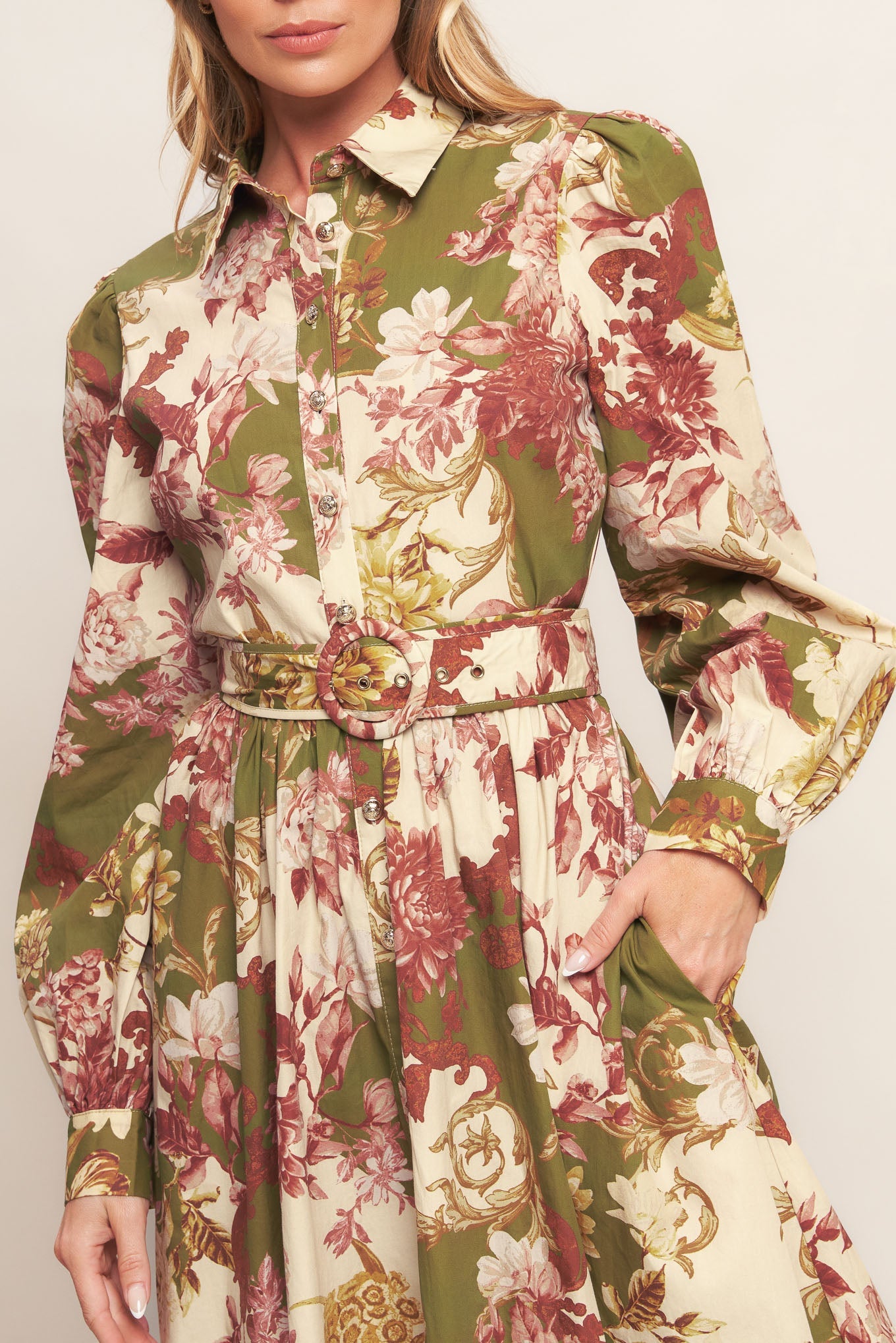 COUNTRY ROMANCE WOVEN MIDI DRESS - 97% Cotton