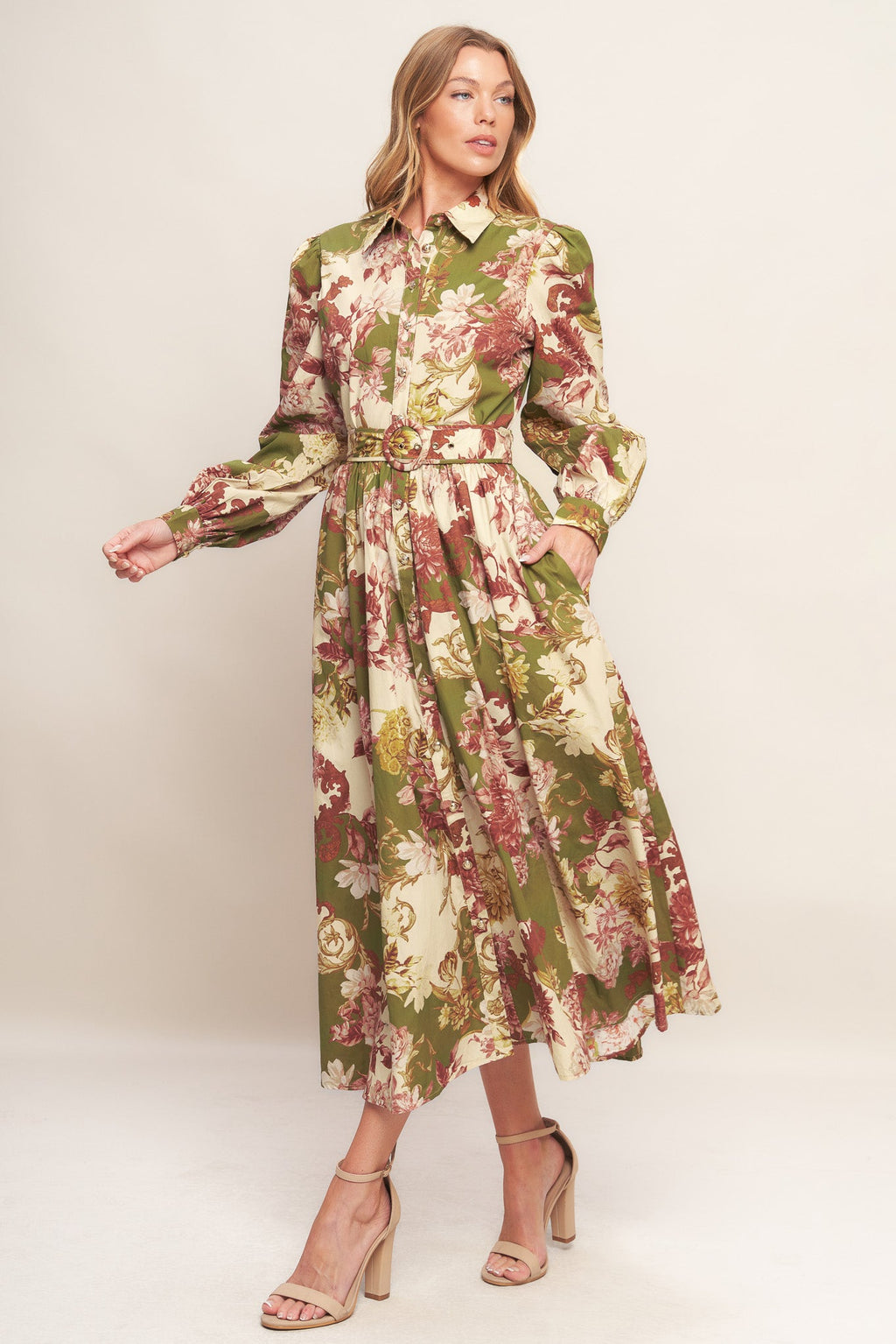 COUNTRY ROMANCE WOVEN MIDI DRESS - 97% Cotton