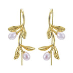 Leaf and Pearl Earrings
