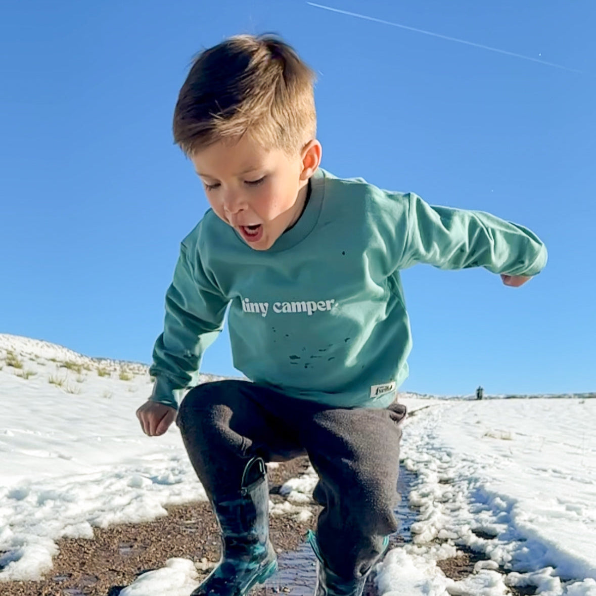 Kid's Organic Pullover in Teal, choose your adventure - 95% Cotton